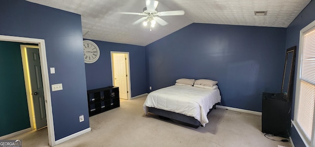 194 Goldleaf Dr, Hampton, GA 30228 - carpeted bedroom with visible vents, baseboards, and lofted ceiling