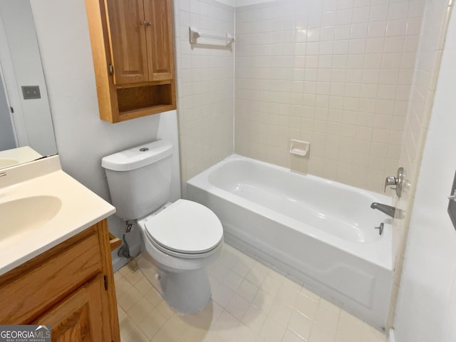 3705 Tradewinds Dr, Cumming, GA 30041 - full bathroom with vanity, toilet, and washtub / shower combination