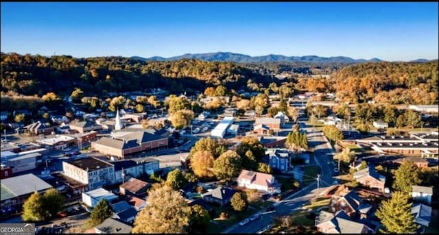 drone / aerial view with a mountain view