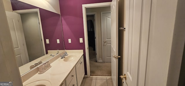bathroom with vanity and tile patterned flooring