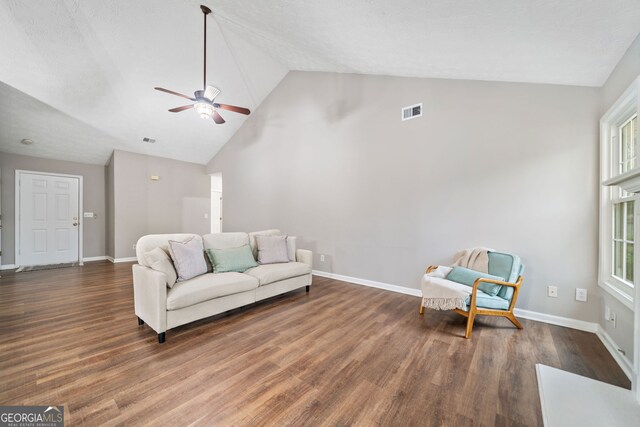 455 Ellesmere Way, Buford, GA 30518 - sitting room featuring a healthy amount of sunlight, baseboards, visible vents, a ceiling fan, and wood finished floors