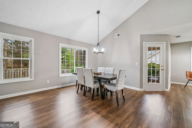 455 Ellesmere Way, Buford, GA 30518 - dining room featuring baseboards, visible vents, a chandelier, and wood finished floors