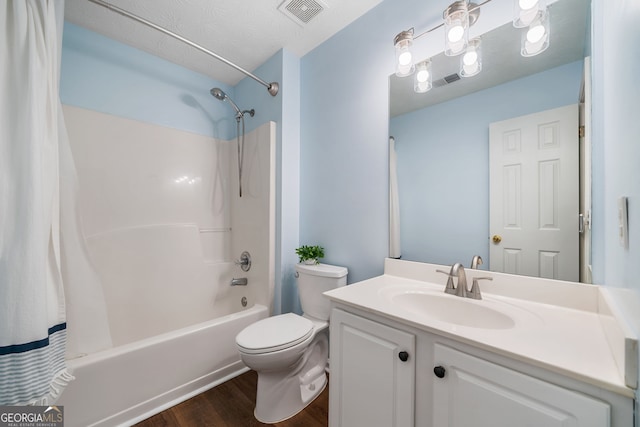 455 Ellesmere Way, Buford, GA 30518 - bathroom featuring visible vents, toilet, shower / tub combo with curtain, and vanity