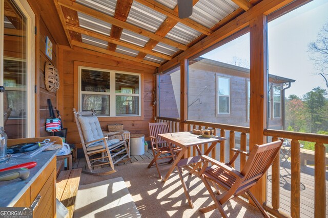 181 Yonah Lake Cir, Toccoa, GA 30577 - sunroom / solarium featuring wood walls and a wooden deck