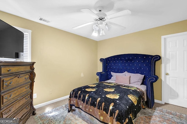 1621 Telfair Chase Way, Lawrenceville, GA 30043 - carpeted bedroom with visible vents, ceiling fan, and baseboards