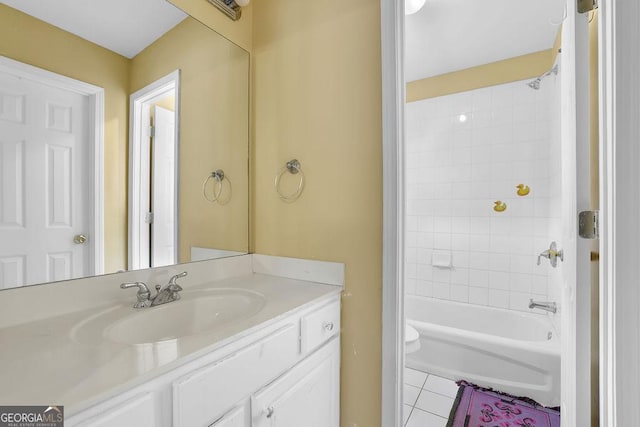 1621 Telfair Chase Way, Lawrenceville, GA 30043 - bathroom featuring toilet, vanity, shower / bathing tub combination, and tile patterned flooring