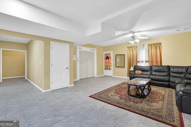 1621 Telfair Chase Way, Lawrenceville, GA 30043 - living room with visible vents, baseboards, and a ceiling fan