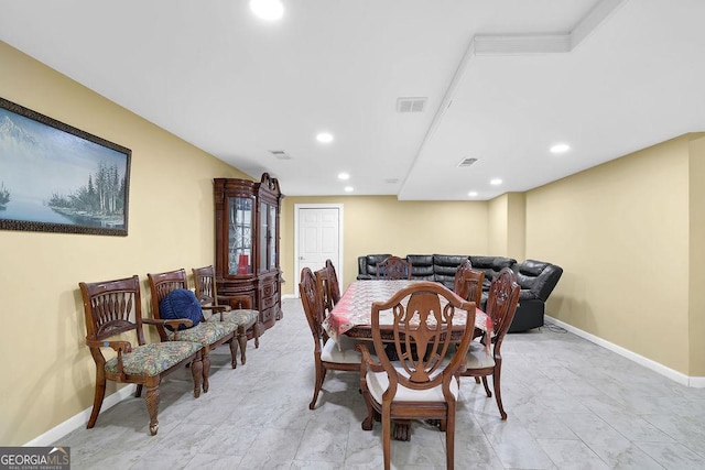 1621 Telfair Chase Way, Lawrenceville, GA 30043 - dining space featuring visible vents, baseboards, and recessed lighting