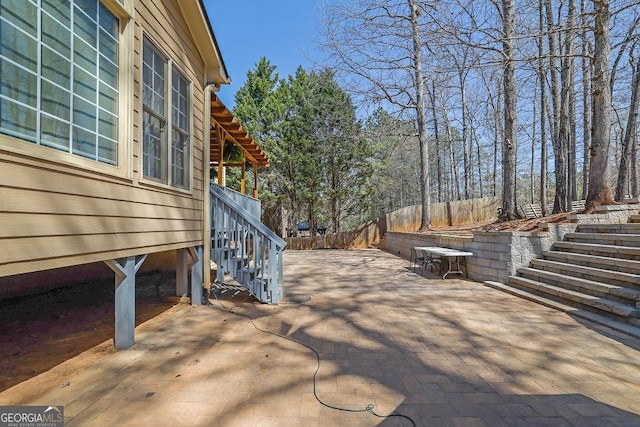1621 Telfair Chase Way, Lawrenceville, GA 30043 - view of patio / terrace featuring fence and stairs