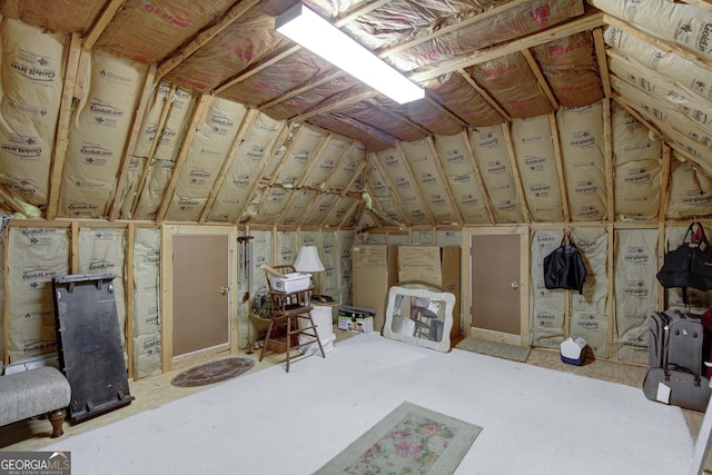 view of unfinished attic