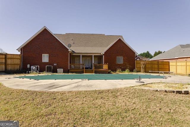 430 Brantley Rdg, Warner Robins, GA 31088 - view of swimming pool with a fenced backyard, a diving board, and a wooden deck