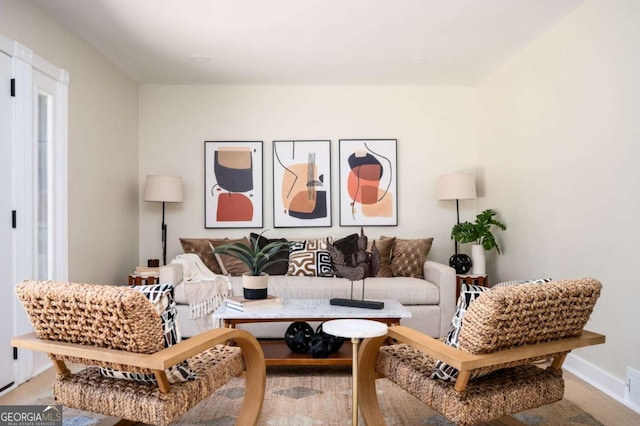 living area with baseboards