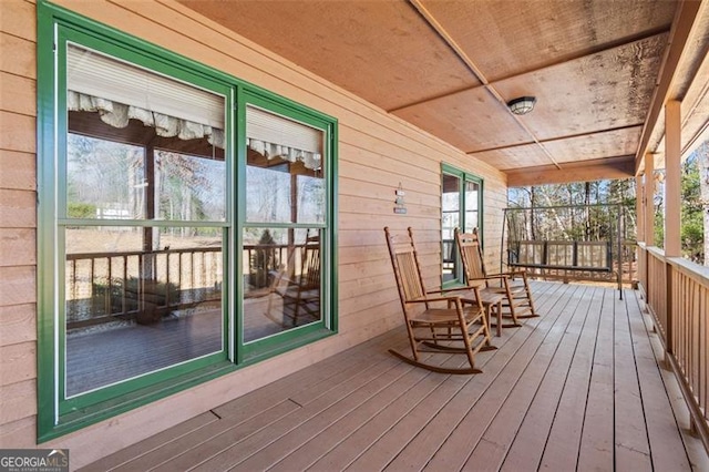 deck with a porch