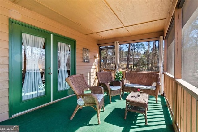 sunroom with french doors
