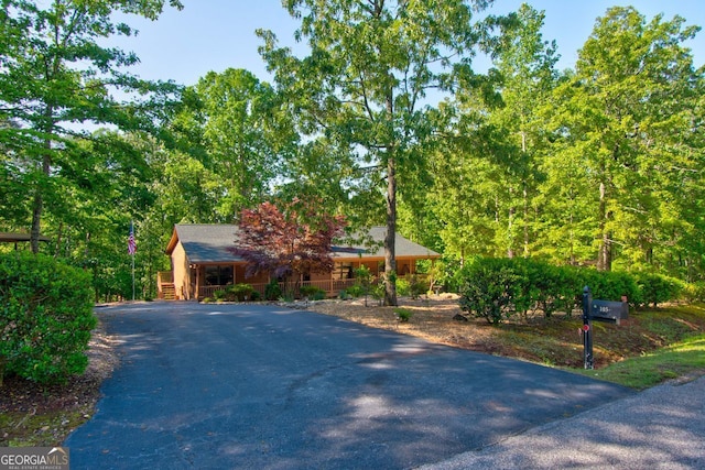 obstructed view of property with driveway
