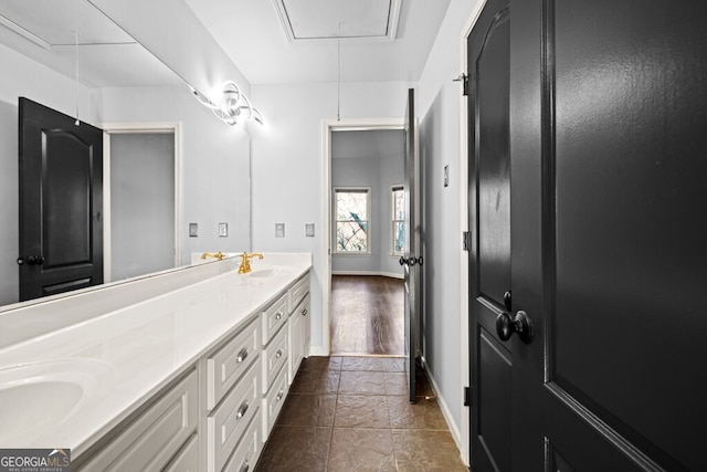 3491 Falls Branch Ct, Buford, GA 30519 - full bath featuring double vanity and baseboards