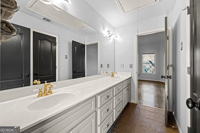 3491 Falls Branch Ct, Buford, GA 30519 - full bathroom featuring double vanity and baseboards