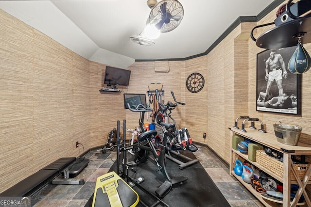 3491 Falls Branch Ct, Buford, GA 30519 - exercise room with crown molding