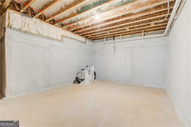 view of unfinished basement