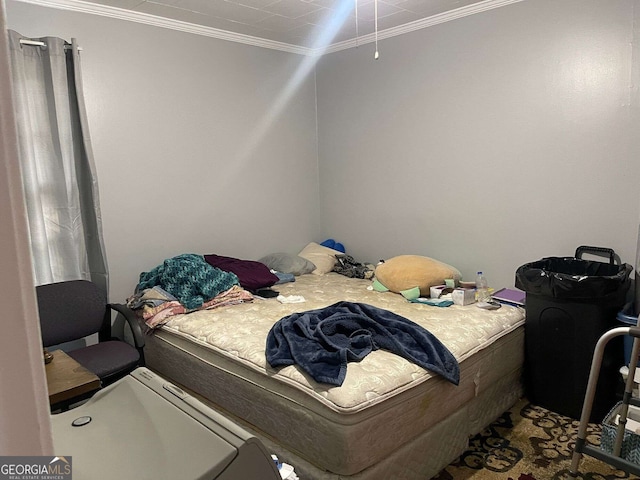bedroom with crown molding