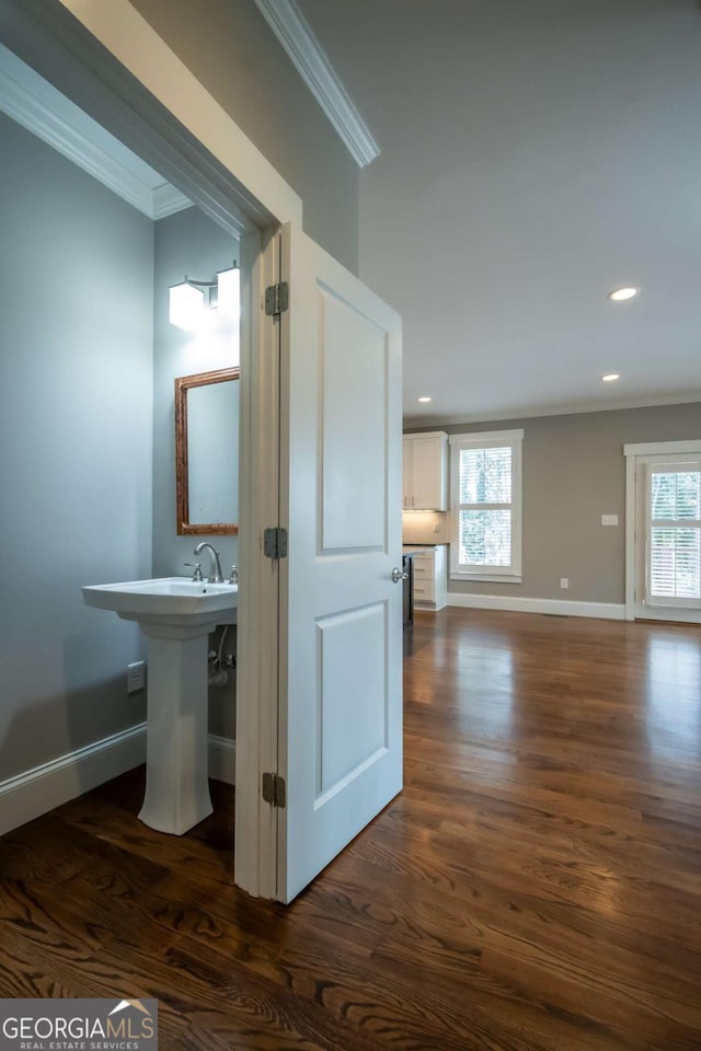 215 Chapman Pl, Athens, GA 30606 - hall with ornamental molding, dark wood-type flooring, plenty of natural light, and recessed lighting