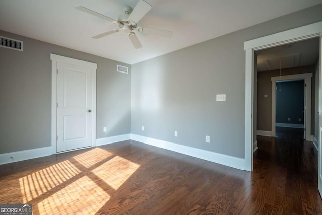 215 Chapman Pl, Athens, GA 30606 - empty room featuring attic access, ceiling fan, and dark wood-type flooring
