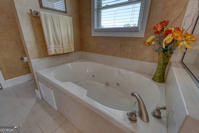 1649-H Lakeview Dr, Young Harris, GA 30582 - bathroom with tile patterned floors, a tub with jets, and baseboards