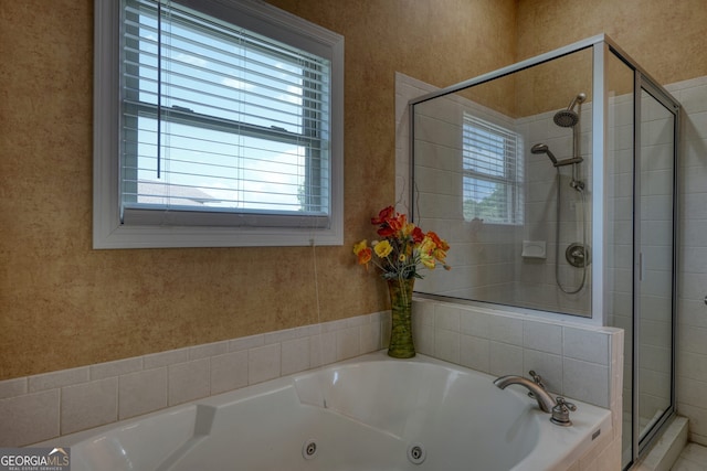 1649-H Lakeview Dr, Young Harris, GA 30582 - bathroom featuring healthy amount of natural light, a stall shower, and a jetted tub