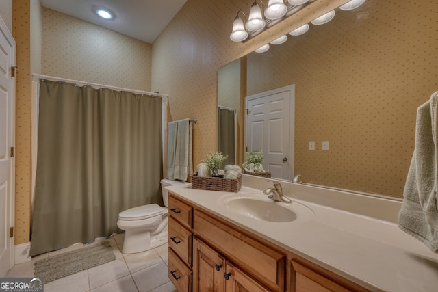 1649-H Lakeview Dr, Young Harris, GA 30582 - full bathroom with tile patterned flooring, vanity, toilet, and a shower with curtain