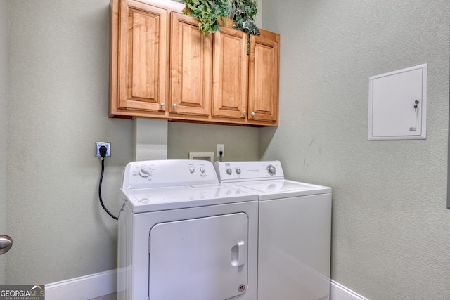 1649-H Lakeview Dr, Young Harris, GA 30582 - laundry room with independent washer and dryer, cabinet space, and electric panel
