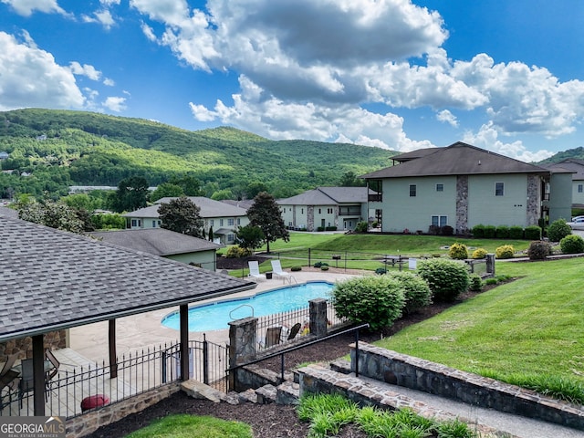 1649-H Lakeview Dr, Young Harris, GA 30582 - view of pool with a mountain view, a residential view, and a patio
