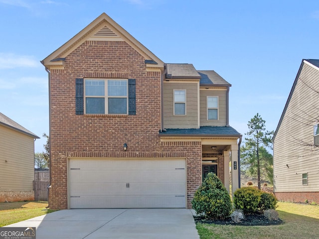 1064 Lear Dr, Locust Grove, GA 30248 - view of front of house featuring brick siding, an attached garage, concrete driveway, and roof with shingles