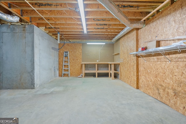 view of unfinished basement