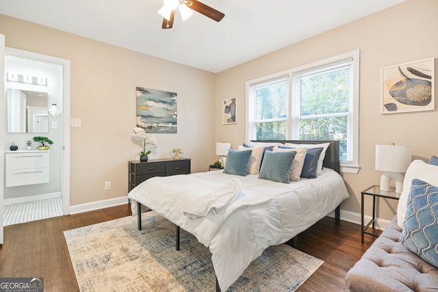 1013 Columbia Dr, Decatur, GA 30030 - bedroom with dark wood-style flooring and ceiling fan