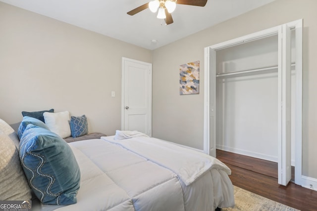 1013 Columbia Dr, Decatur, GA 30030 - bedroom featuring wood finished floors, a closet, and ceiling fan