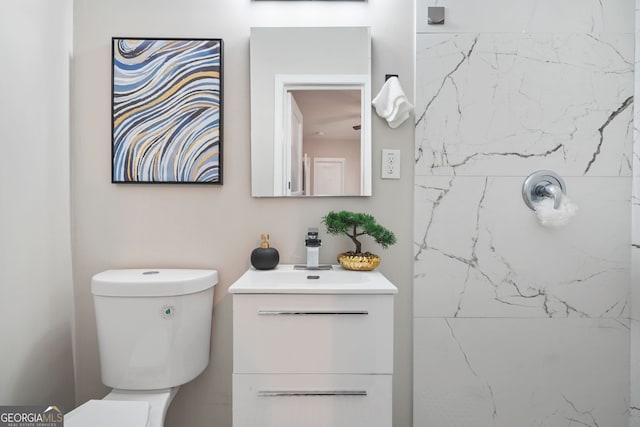 1013 Columbia Dr, Decatur, GA 30030 - bathroom with vanity and a marble finish shower