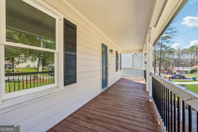 deck featuring covered porch