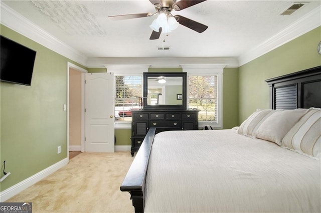 1472 Hartman Dr SW, Lilburn, GA 30047 - bedroom featuring carpet, baseboards, ceiling fan, and crown molding