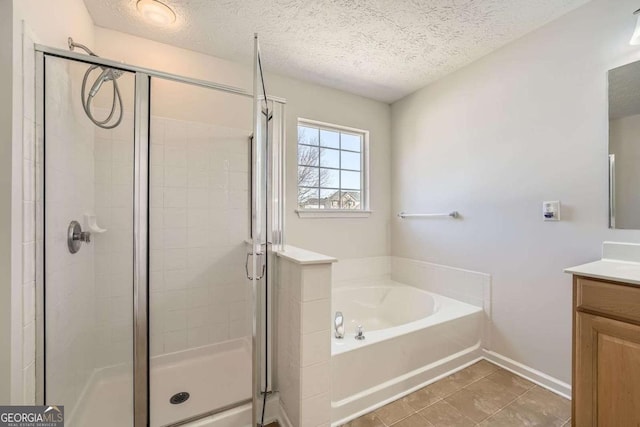 4157 Medlock Woods Dr, Snellville, GA 30039 - full bath featuring a shower stall, vanity, a bath, and a textured ceiling