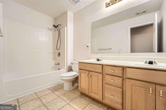 4157 Medlock Woods Dr, Snellville, GA 30039 - bathroom featuring toilet, double vanity, a textured ceiling, and visible vents