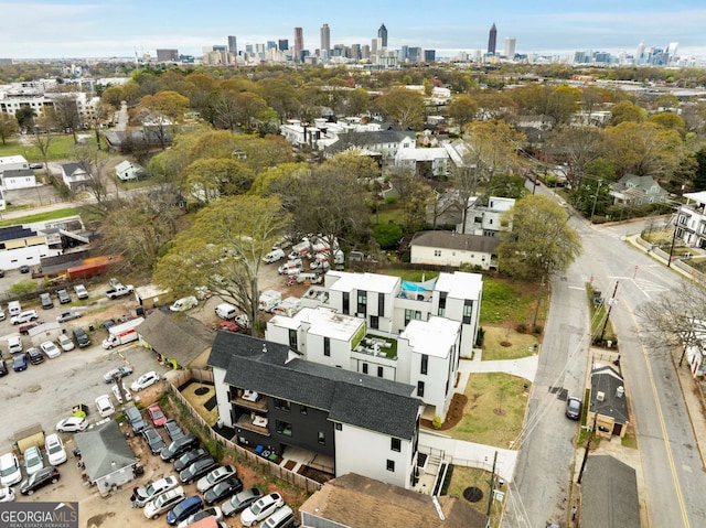 aerial view featuring a city view
