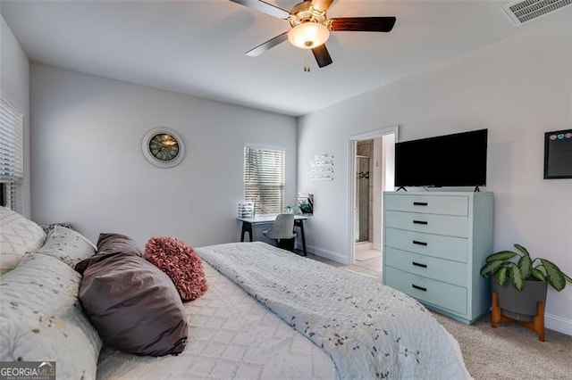 197 Saddleridge Dr, Bremen, GA 30110 - bedroom with light colored carpet and ceiling fan