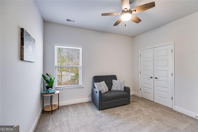 197 Saddleridge Dr, Bremen, GA 30110 - living area with light carpet and ceiling fan
