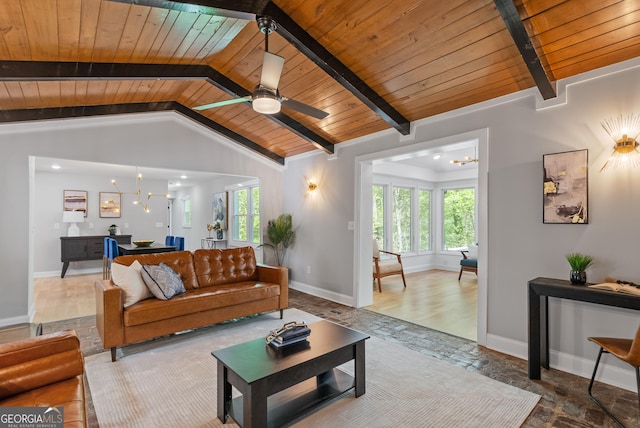 2672 Langland Ct NE, Atlanta, GA 30345 - living area with wooden ceiling, a chandelier, and baseboards