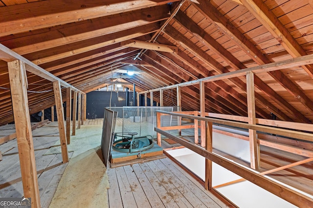 9095 Cedar Grove Rd, Fairburn, GA 30213 - unfinished attic featuring an upstairs landing