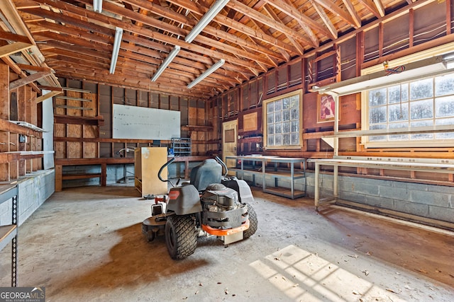 9095 Cedar Grove Rd, Fairburn, GA 30213 - garage featuring concrete block wall