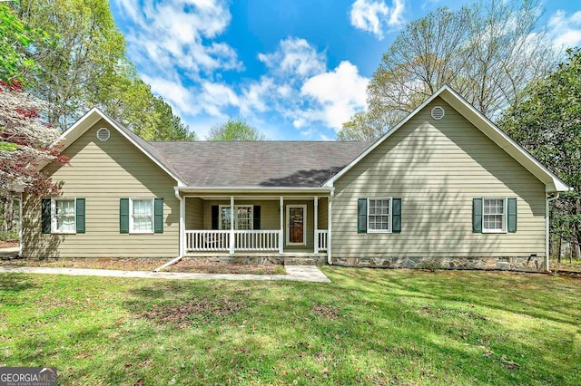 195 Creekside Way, Mcdonough, GA 30252 - ranch-style house featuring covered porch and a front yard
