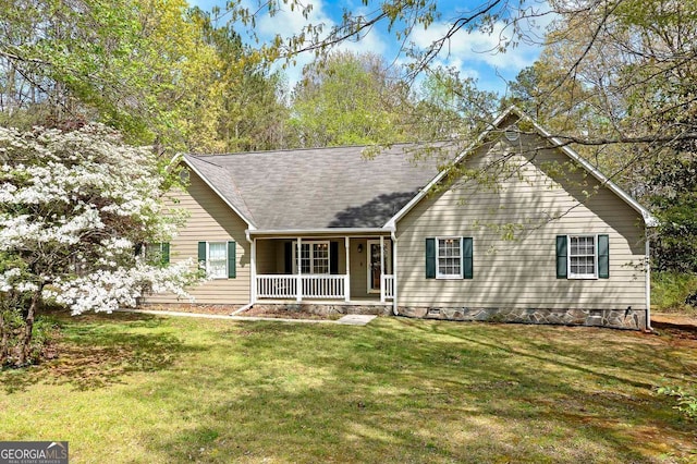 195 Creekside Way, Mcdonough, GA 30252 - view of front of home featuring covered porch, a front lawn, and a shingled roof