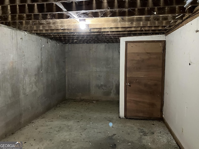 view of unfinished basement