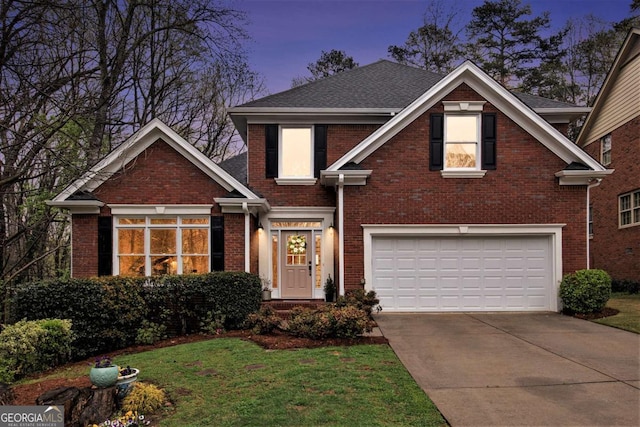 4236 Providence Ln, Tucker, GA 30084 - traditional-style house featuring brick siding, driveway, a front lawn, and an attached garage